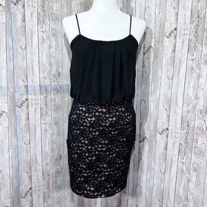 Women's Sweet Storm Dress | Spaghetti Strap | Large | Knee Length | Black | Lace